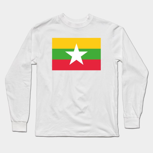 Flag of Myanmar Long Sleeve T-Shirt by DiegoCarvalho